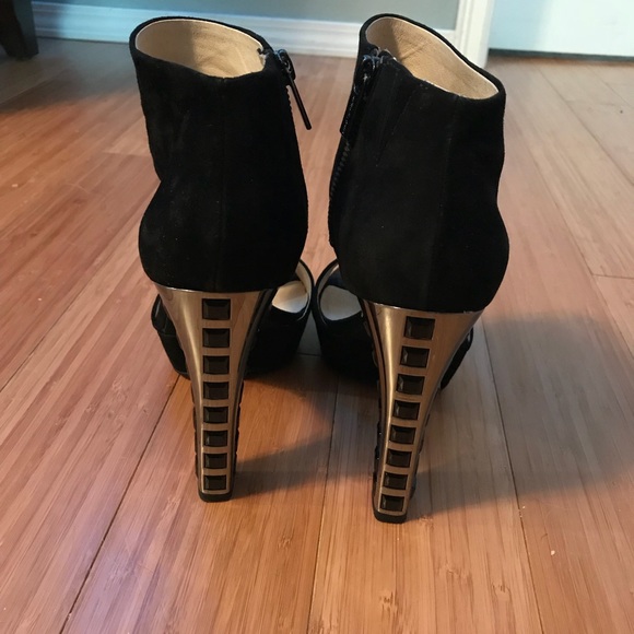 MICHAEL KORS Blk-Gem-Silver-Heel Velvet Ankle Cuff - Picture 5 of 11